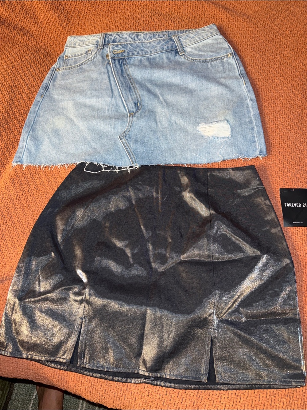 Forever 21 Black Faux Leather Mini Skirt with Front Slits